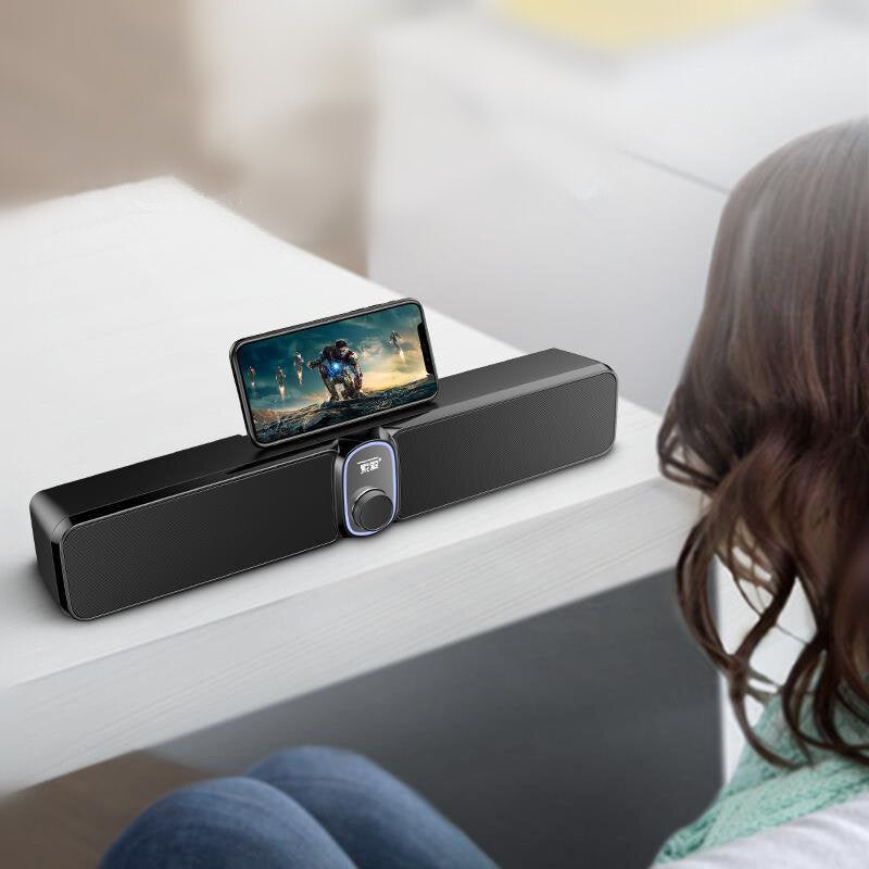 Bluetooth Soundbar Subwoofer Stereo HIFI Bass Loud Speakers with Phone Holder Music Play Center Soundbar