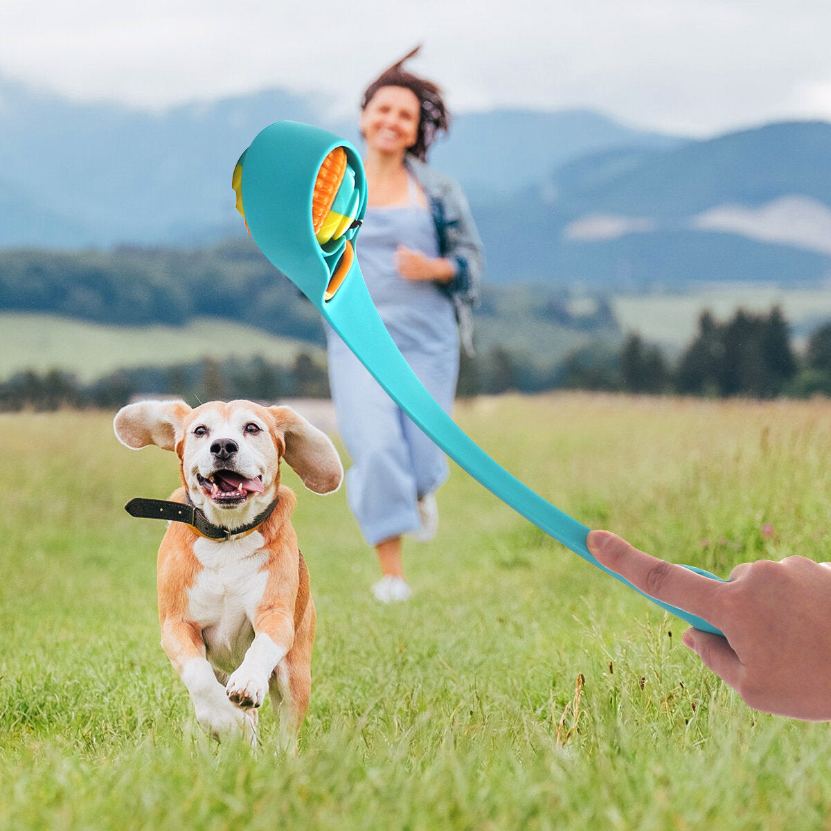 1 SET Dog Ball Launcher Stick Interactive Dog Ball Throwing Stick Toy for Dog Outdoor Walking