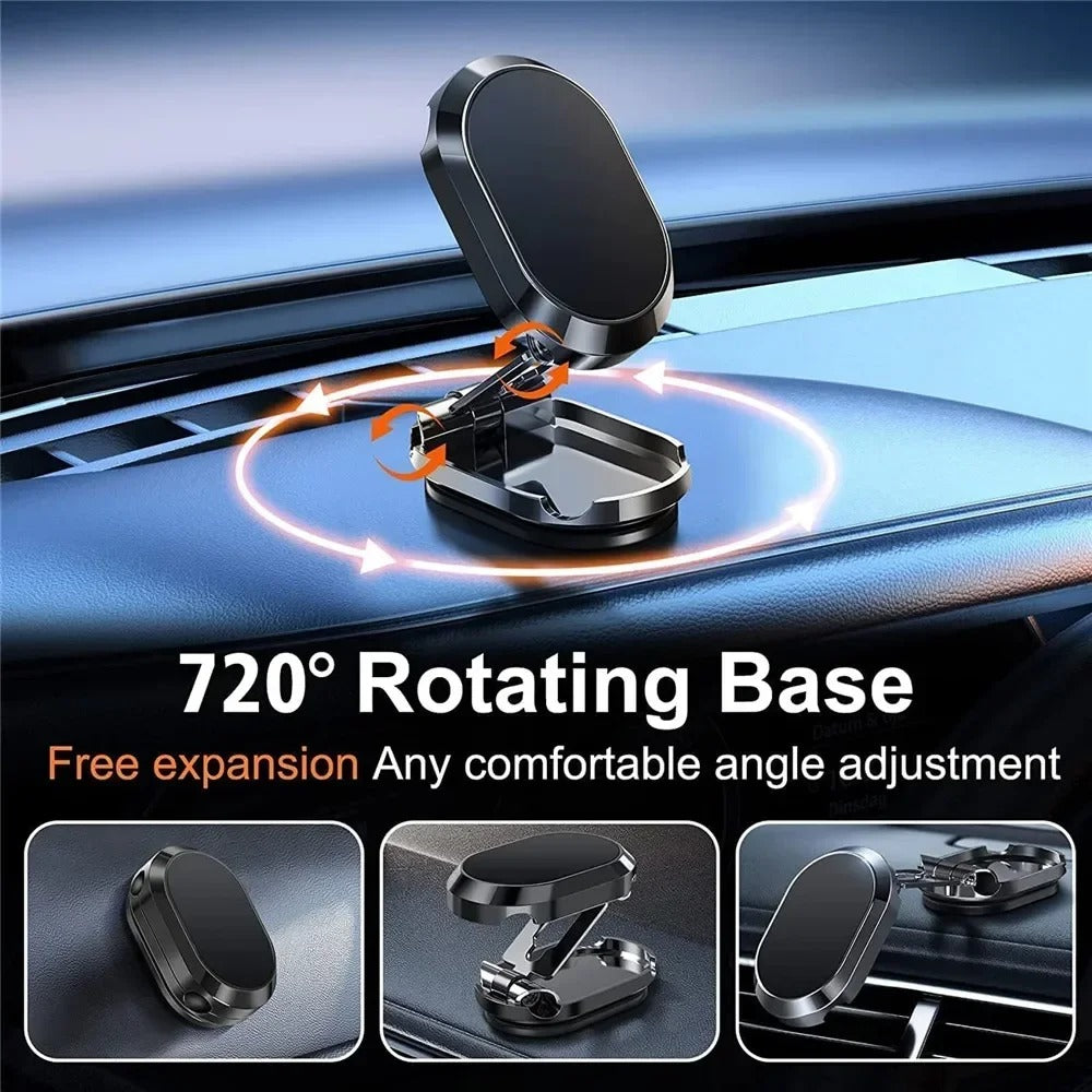 Foldable 720° Magnetic Car Phone Holder Mount for iPhone & Xiaomi