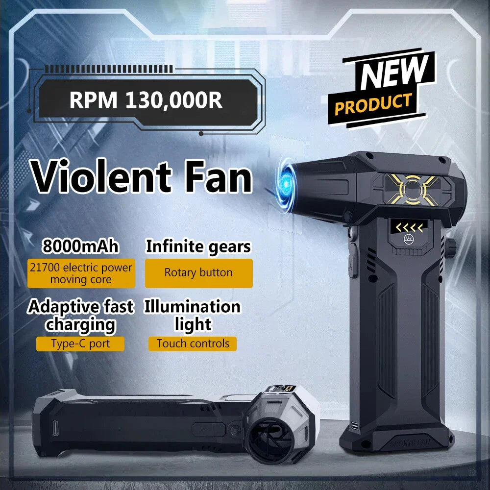 8000mAh 130000 RPM Powerful Turbo Fan Dust Blower Violent Turbo Fan High Speed Electric Dust Collector Blizzard High Speed Brushless