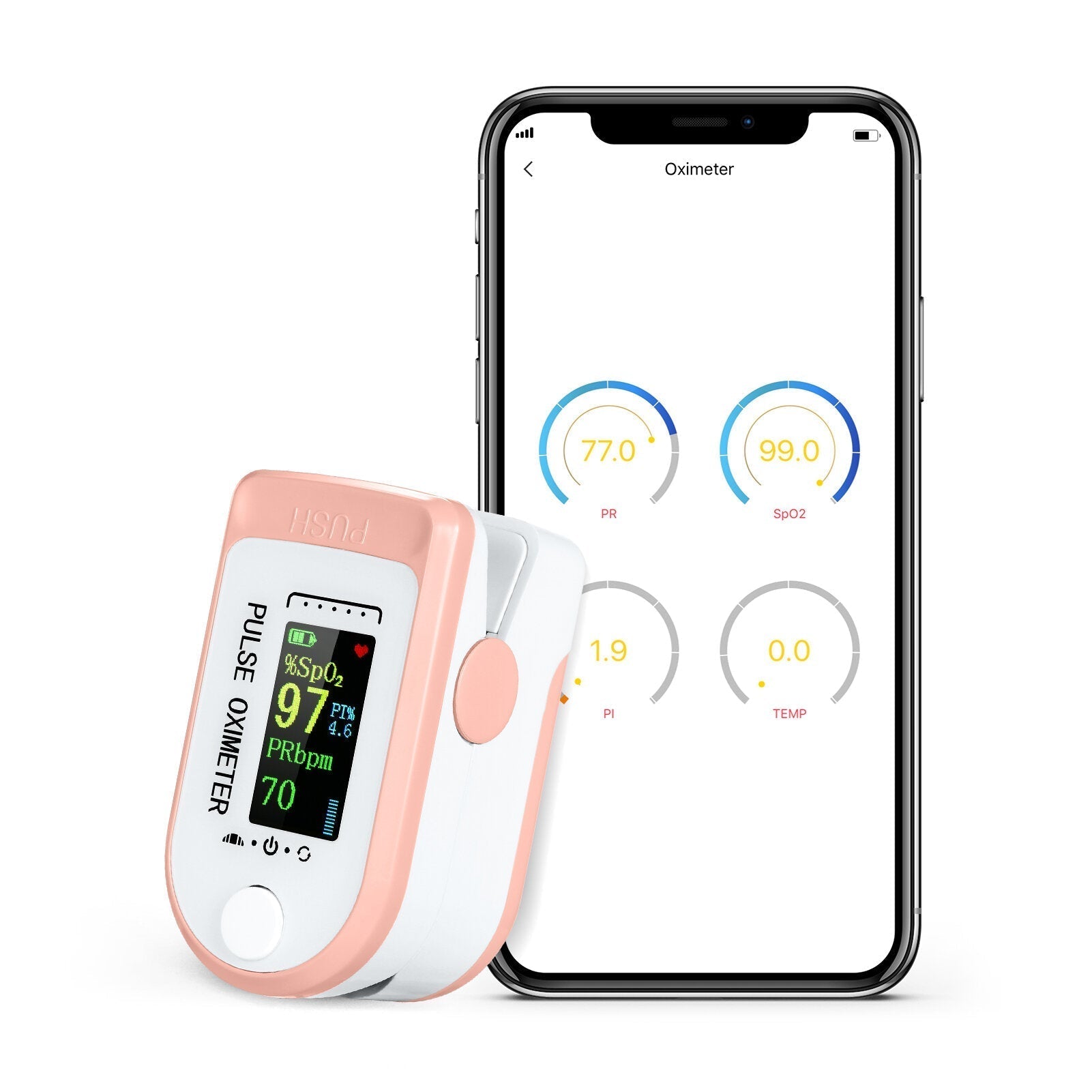 Bluetooth Fingertip Pulse Oximetro SpO2 PR PI Oximeter De Dedo Android IOS APP Blood Oxygen Saturation Heart Rate Detection Oximeter