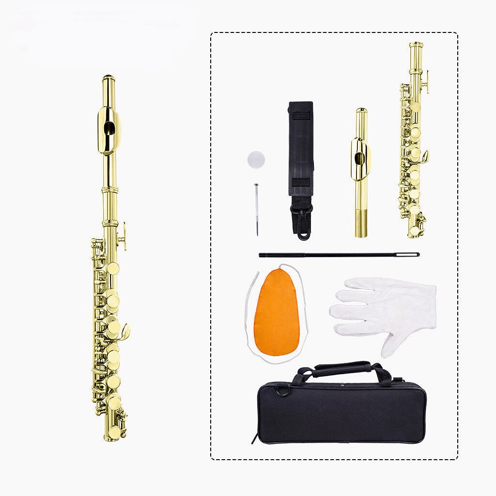 Excellent Nickel Plated C Key Piccolo W/ Case Cleaning Rod And Cloth And Gloves Cupronickel Piccolo Set