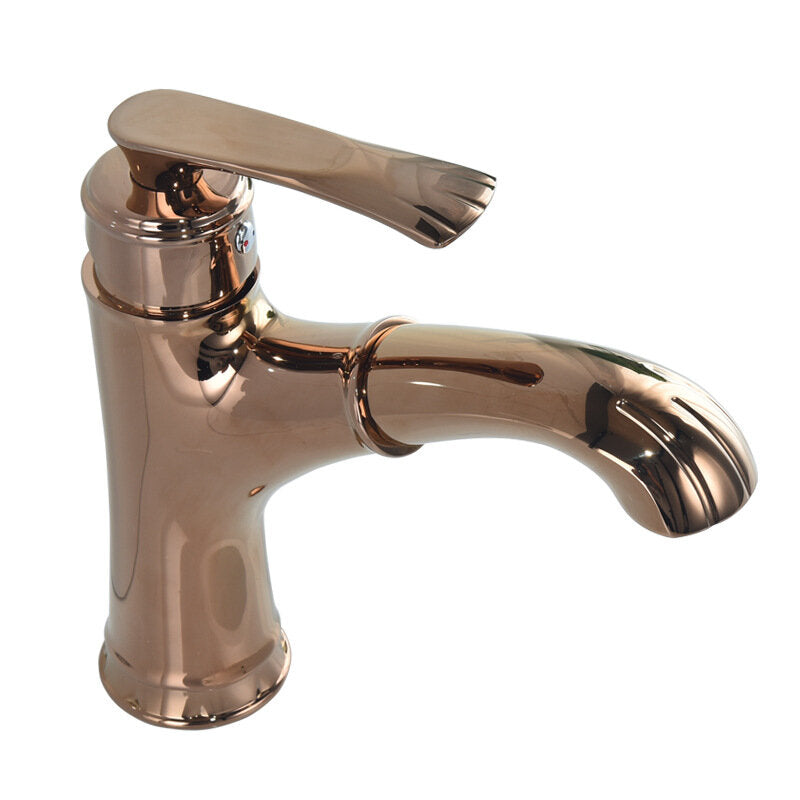 Copper Bathroom Basin Faucet Pull Out Spring Sprayer Tap Hot and Cold Water Single Hole Deck Mount Mixer