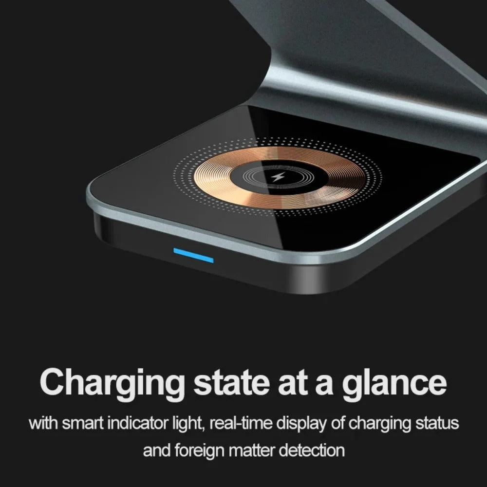 15W 3-in-1 Magnetic Wireless Charger Stand for iPhone, Apple Watch, AirPods