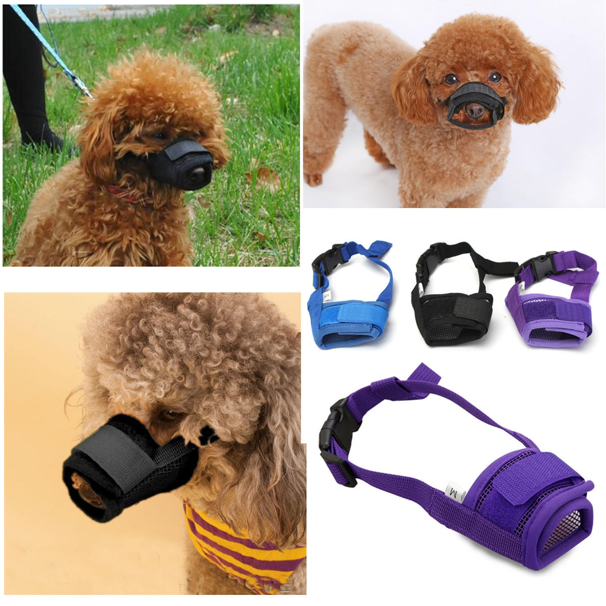 Fashion Adjustable Nylon Dog Muzzle Pet Puppy Mesh Mouth Mask Anti Biting Barking S-XL