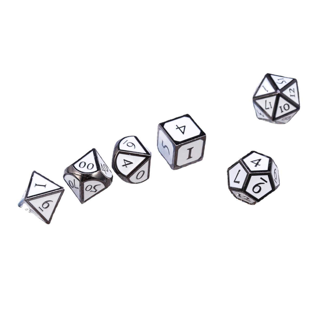 7Pcs Zinc Alloy Enamel Dices Set Polyhedral Solid Metal Dice Role Playing Game Dice Gadget RPG