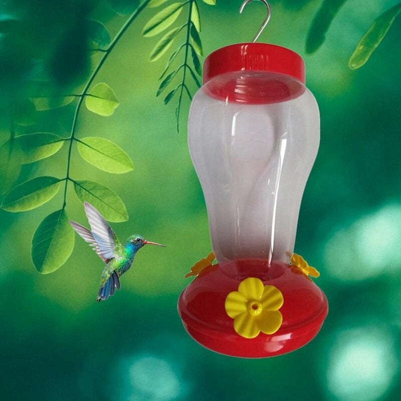 Bird Water Feeder Bottle Hanging Hummingbird Feeder Garden Outdoor Plastic Flower Iron Hook Bird Feeder For Outside/Inside