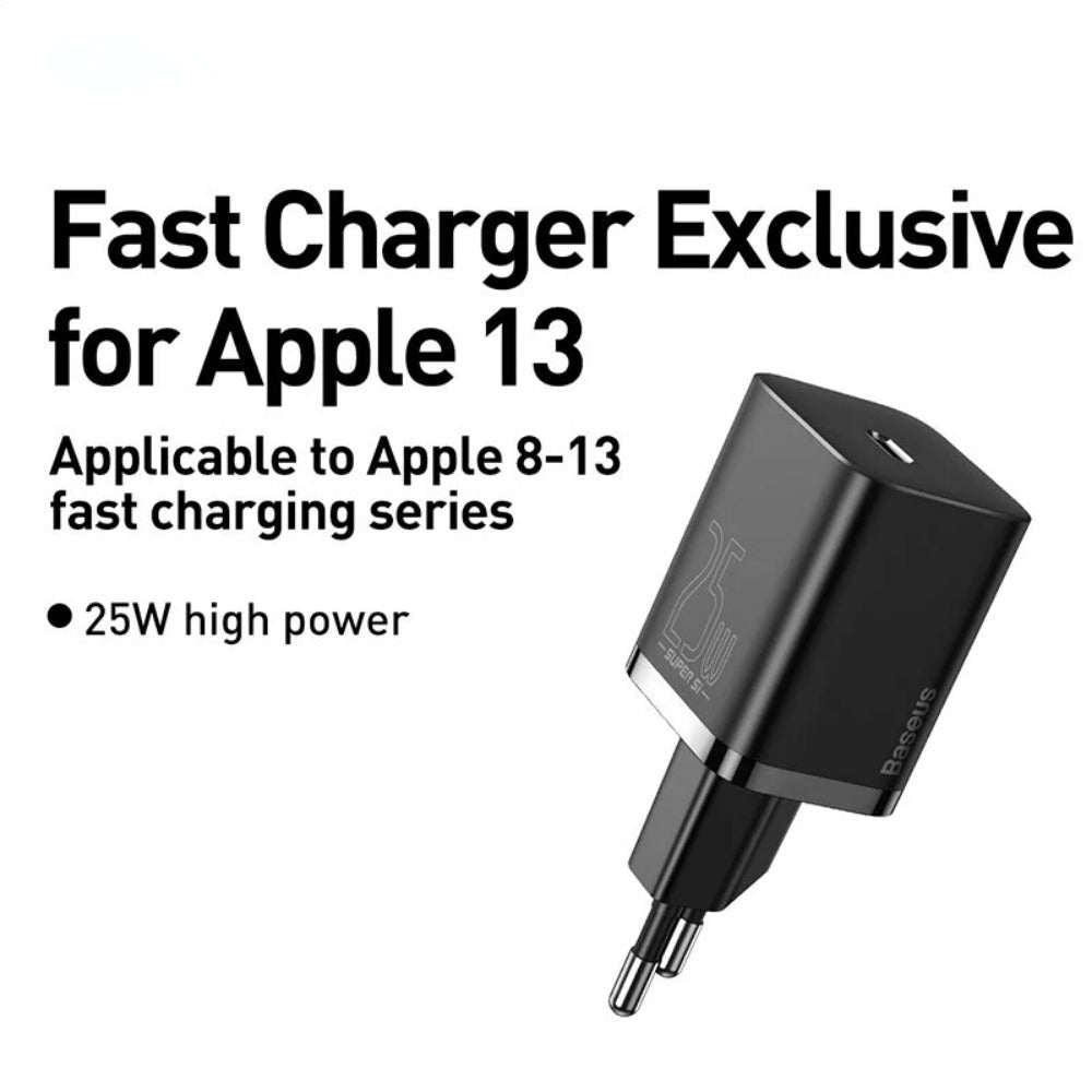 25W USB-C PD3.0 QC3.0 Fast Charger EU Plug for iPhone, Xiaomi, Samsung, Hui