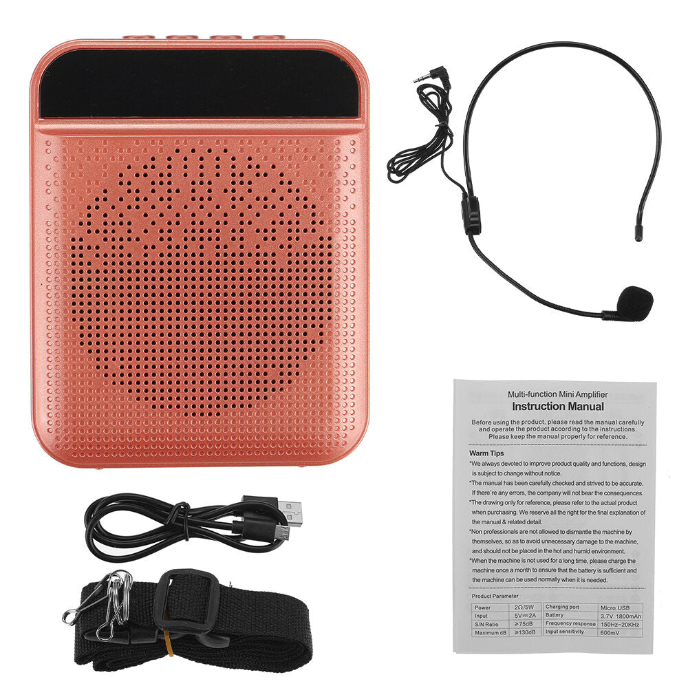 Bluetooth Voice Amplifier Speaker Portable Multi-functional Loudspeaker with Personal Microphone for Teaching and Guide