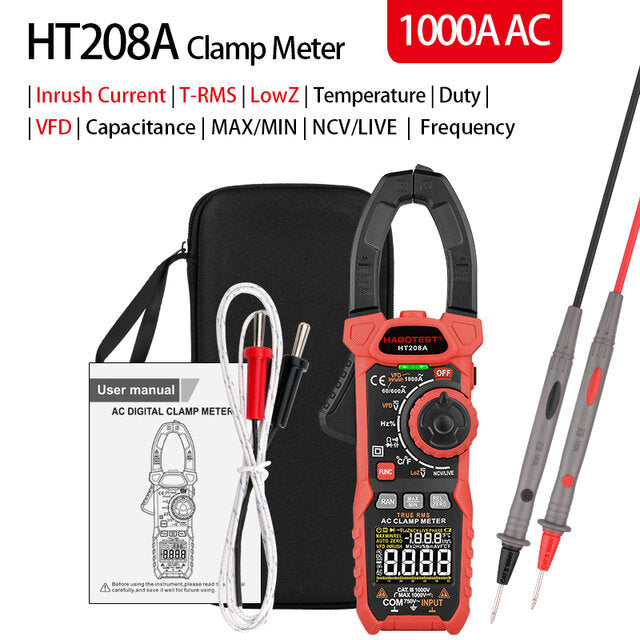 1000V 1000A Digital Multimeter Profesional Amperometric Clamp Meter AC DC True RMS Capacitance Electrician Repair Tools