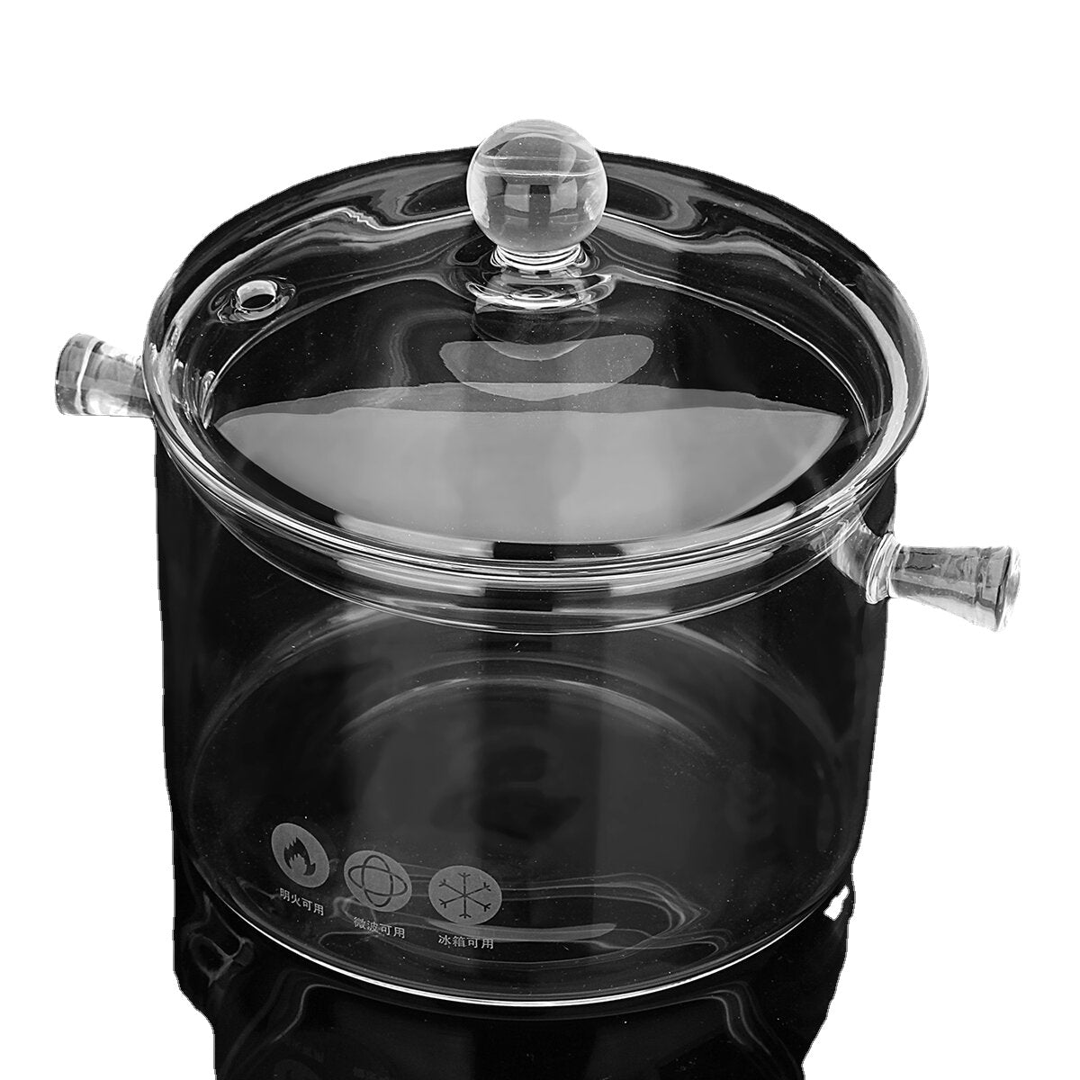 1.5/1.7L Resistant Clear Glass Cooker Pot Soup Heat Bowl Food Milk Cooker Tool Heating Kitchen Pot