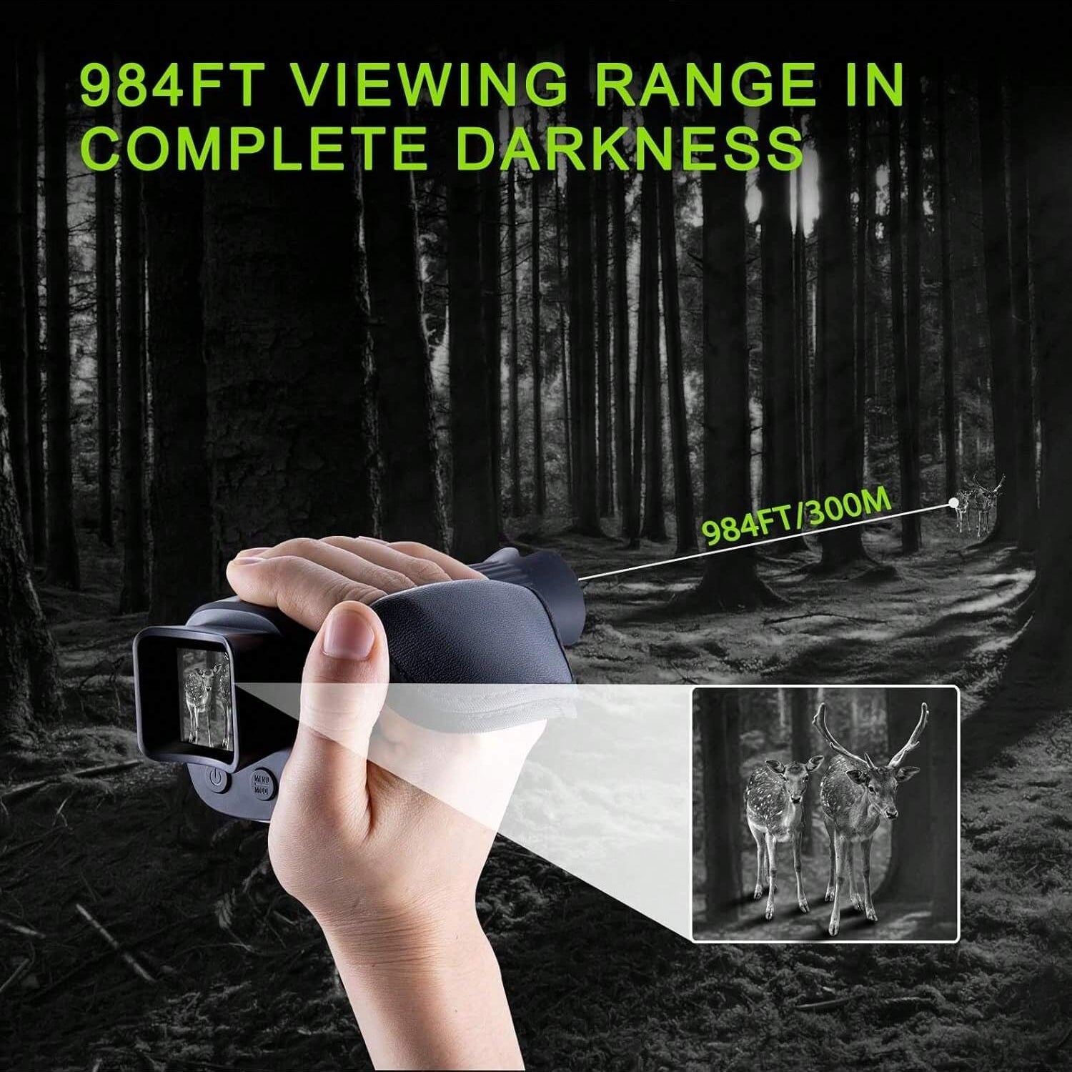 Handheld Monocular Night Vision Device for Outdoor Outdoor Search Full Darkness 300m