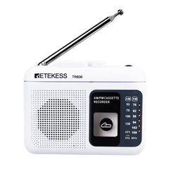 FM AM Portable Radio with Cassette Playback Voice Recorder