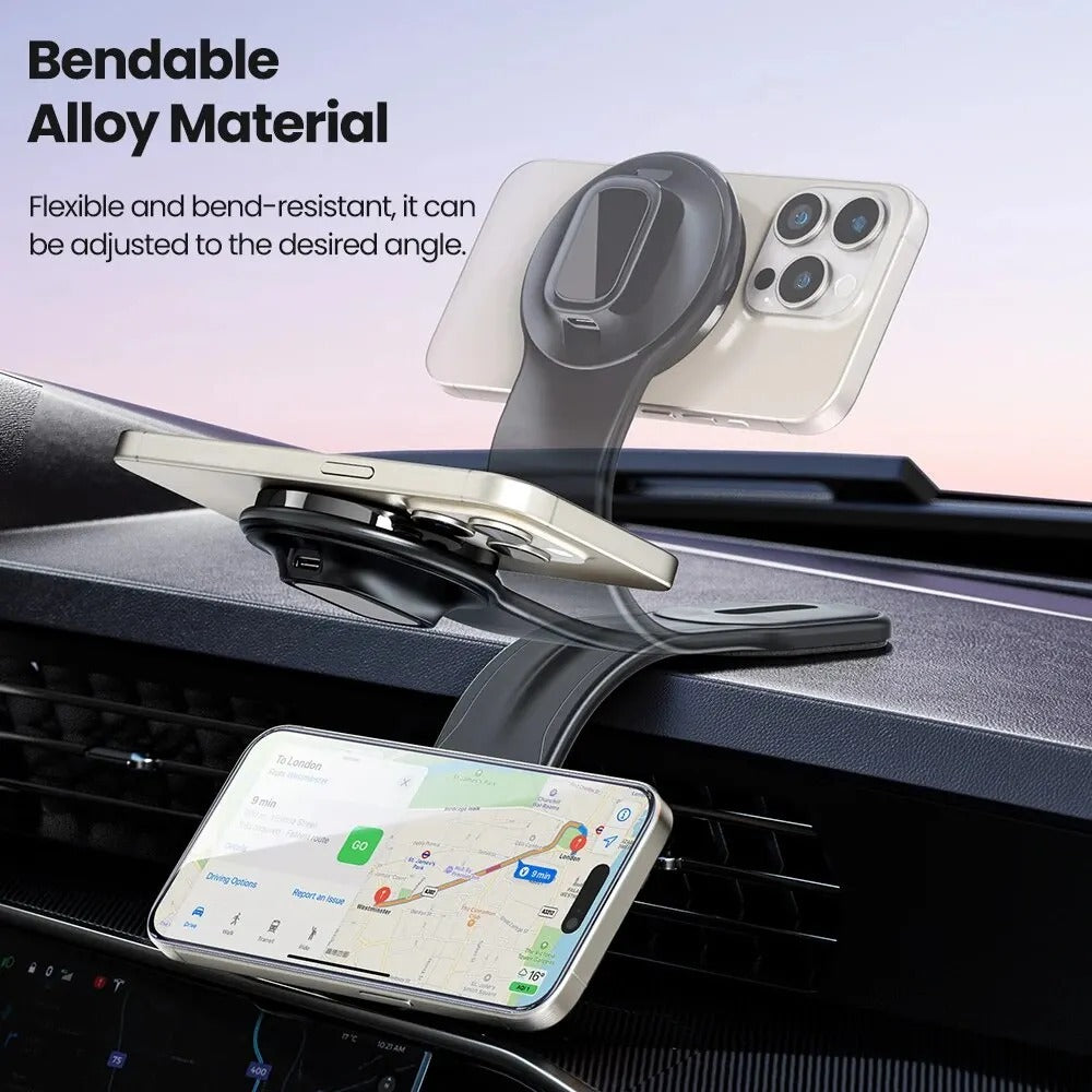 Magnetic Car Phone Holder 15W Wireless Charger for iPhone 15-12, Samsung S23