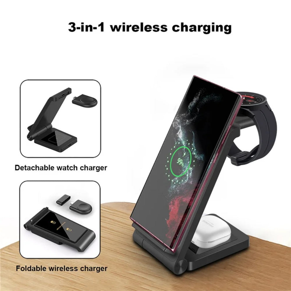 3 in 1 Wireless Charger Stand for Samsung S23 Ultra/S22/Note, Galaxy Watch, Buds