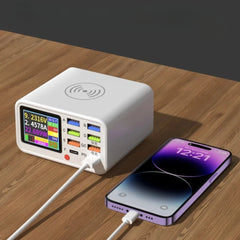 Multi-Functional 8-Port USB Wireless Fast Charger with Visual Current Detection for Mobile Devices