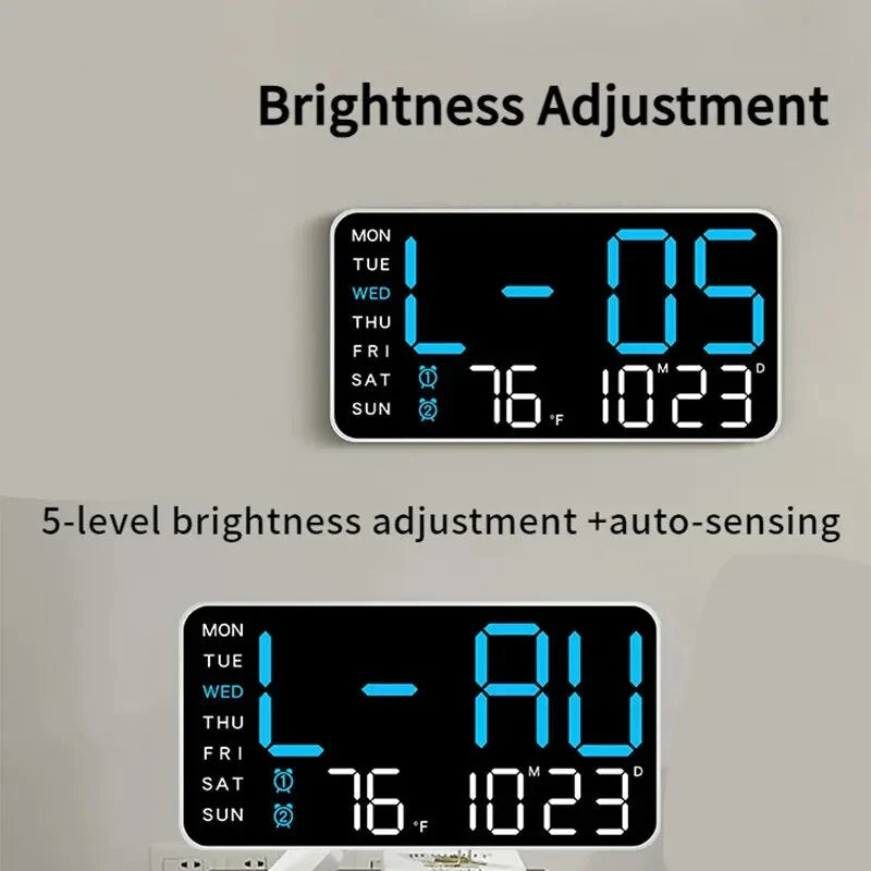 Multifunctional LED Digital Wall Clock - Borderless, Hanging or Standing Display for Living Room