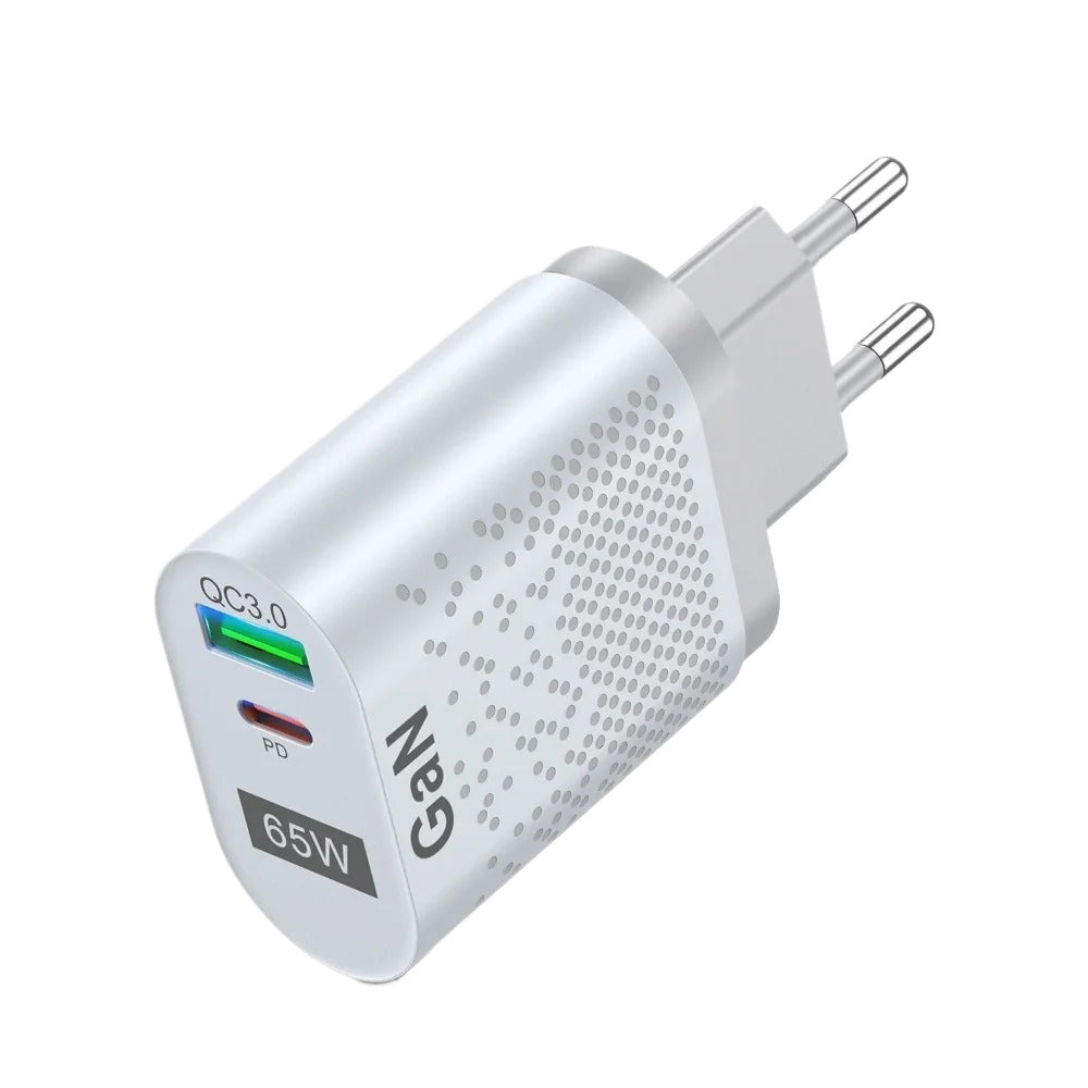 65W GaN Wall Charger, 33W USB-C PD PPS, 33W USB-A QC3.0 Fast Charging for iPhone, iPad, Samsung, MacBook Air