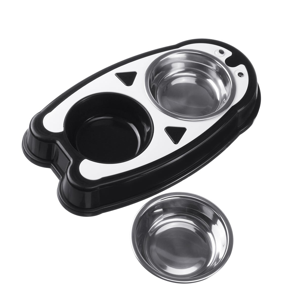 Pet Food Double Bowl Dog Cat Wate Stainless Steel Dish Puppy Feeder Set Pet Bowl