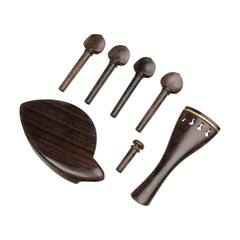 Ebony Violin Accessories Set Tailpiece+ Chin Rest+ Endpin+ 4 Tuning Pegs Violin Repairing Parts For 4/4 Violin Fiddle Use
