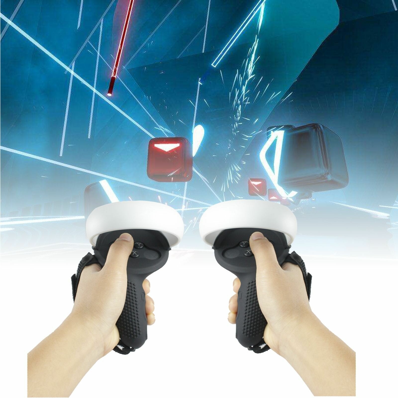 VR Accessories Touch Controller Silicone Grip Cover Protective Sleeve For Oculus Quest 2 VR Handle Grip Cover With Knuckle Strap