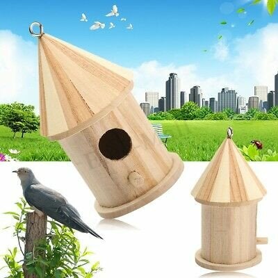 Wood Carving Wooden Birdhouse Bird Nest House Shed Garden Yard Hanging Decor