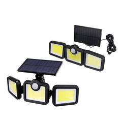 Solar Sensor Security Lights 3 Heads Motion Sensor Lights Adjustable Flood Lights Outdoor Spotlights Rotatable IP65 Waterproof