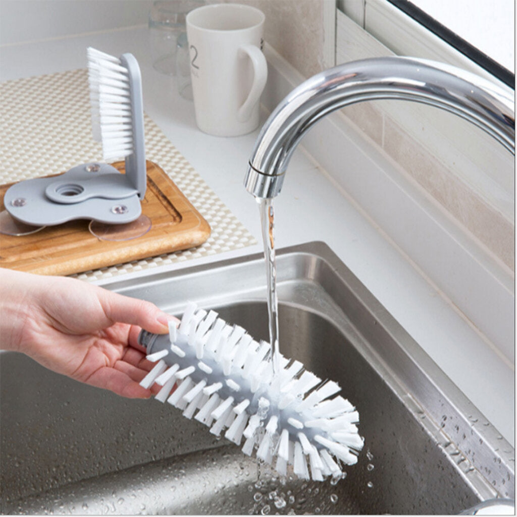 360 Water Cup Bristle Brush Suction Wall Lazy Glass Cup Washing Brushes Bar Kitchen Sink Washer Cleaner Cleaning Tools