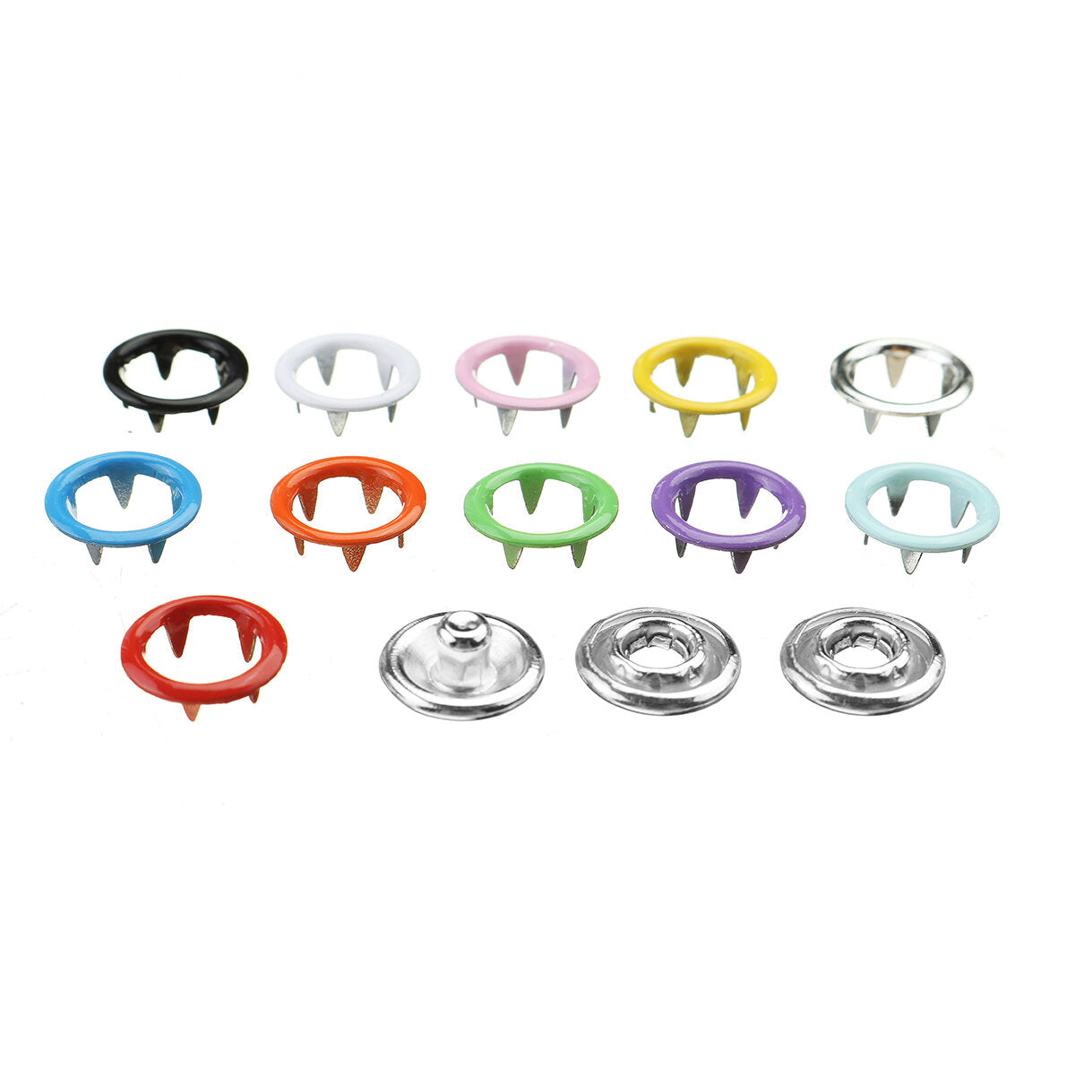 10 Colors 250pcs/200pcs/100pcs Five-Claw Button Clasp + Installation Tool Kit