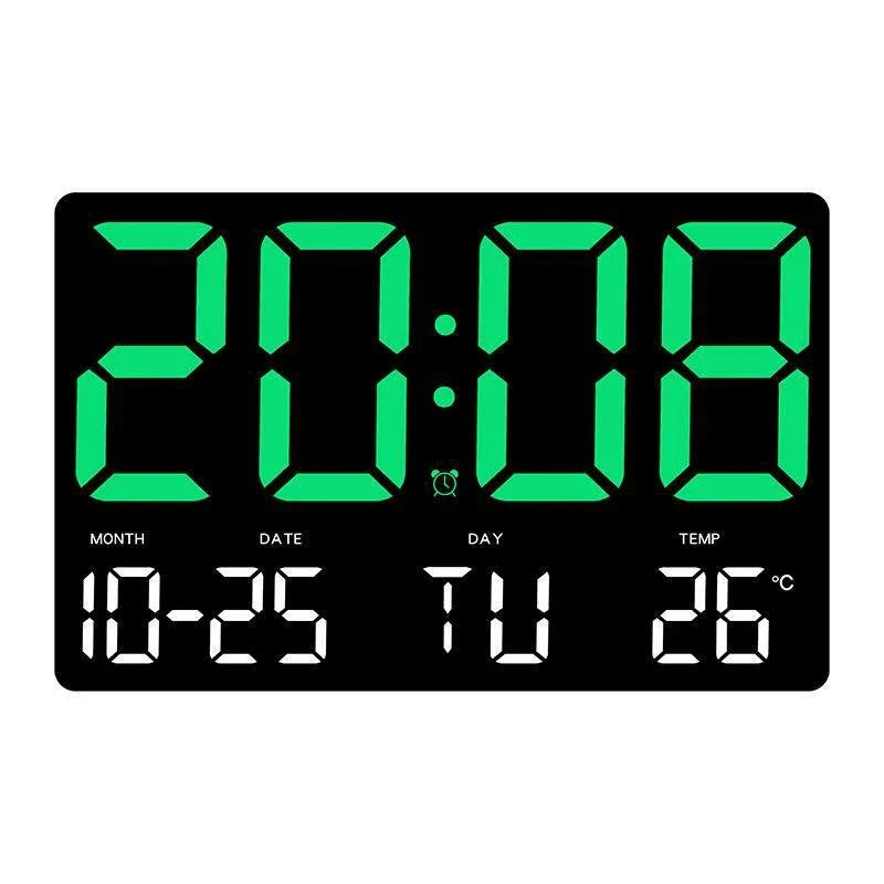 Large Digital LED Wall Clock: Remote Control, Adjustable Brightness, Temperature, Date, Week, 12/24H - Home/Office/Classroom