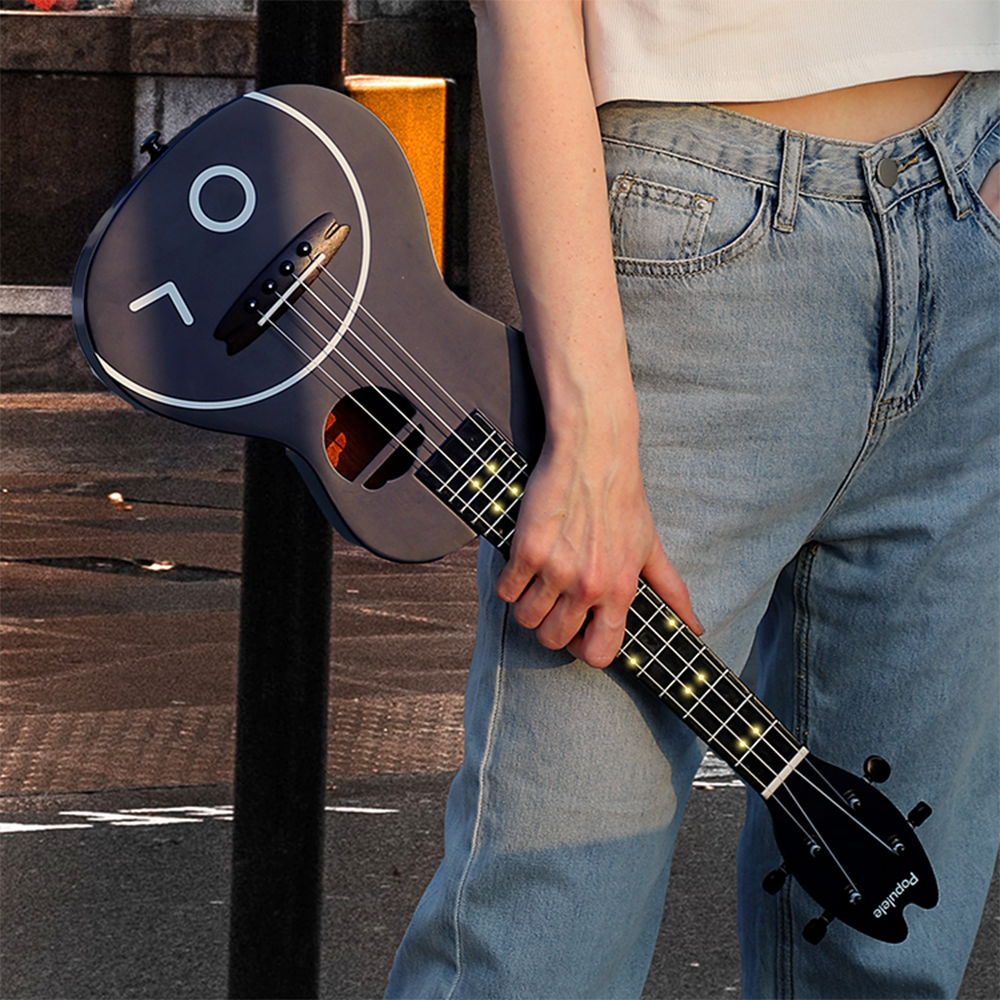 Concert Ukulele 23 Inch 4 Strings Smile Face Version Smart APP Built-in LED for Beginner