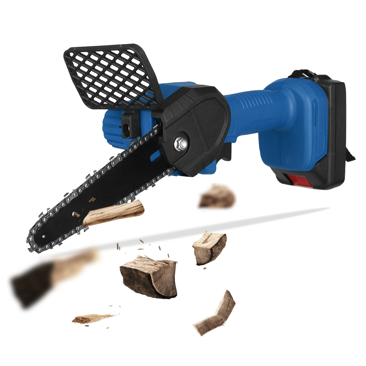 6 Inch Electric Chain Saw Portable Woodworking Tool Wood Cutter Chainsaw W/ 1/2pcs Battery