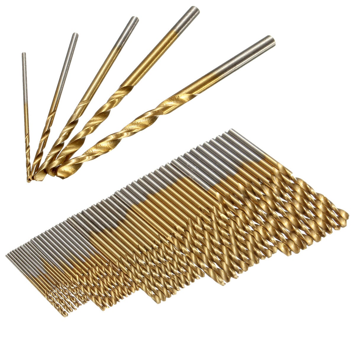 50PCS 1/1.5/2/2.5/3mm HSS Titanium Coated Twist Drill Bits High Speed Steel Drill Bit Set