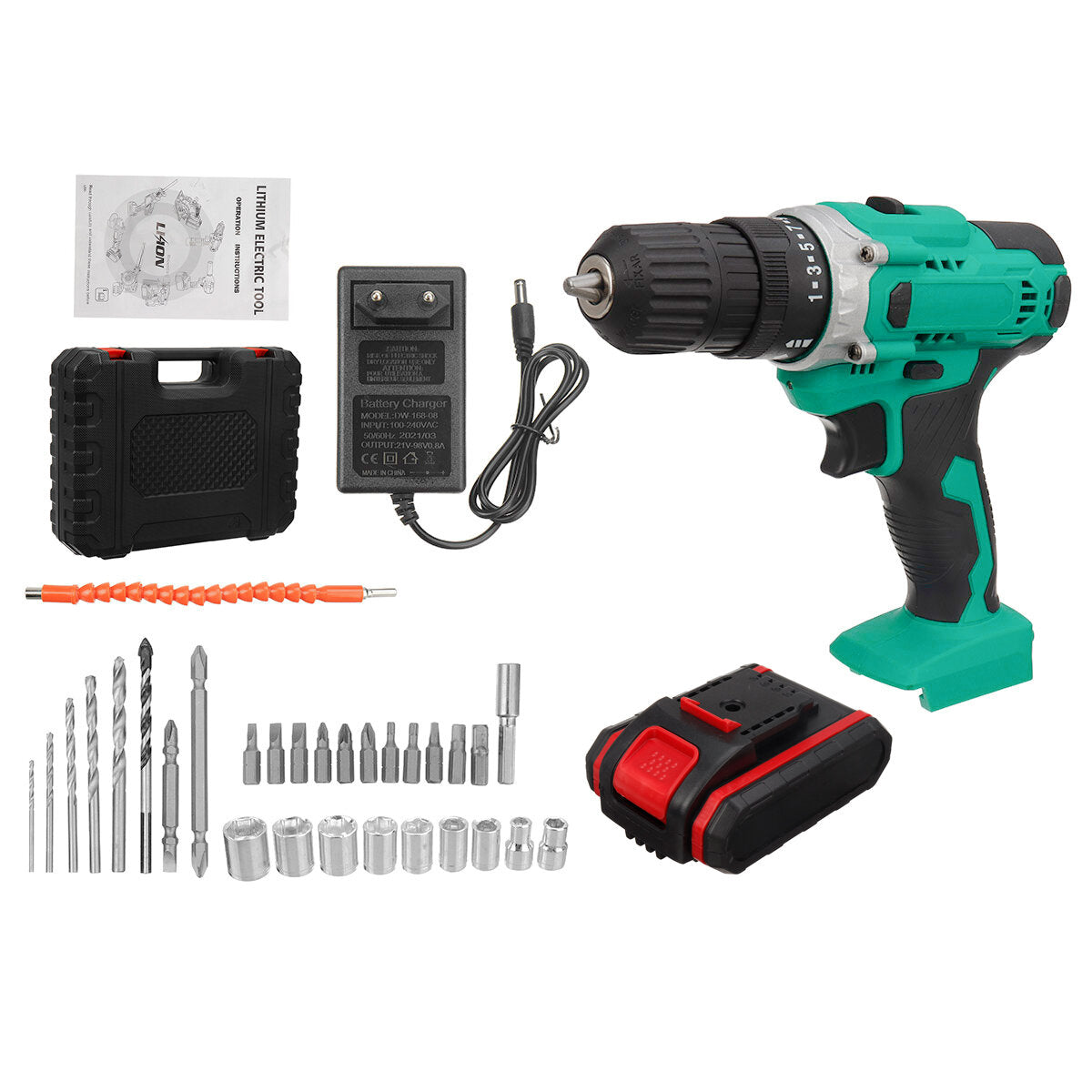 Cordless Electric Drill Rechargeable Drill Screwdriver Power Tool LED