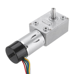 DC 12V 10/30/90/150RPM Motor Reduction Gear Turbine Worm Self-locking Encoder Signal Feedback Motor