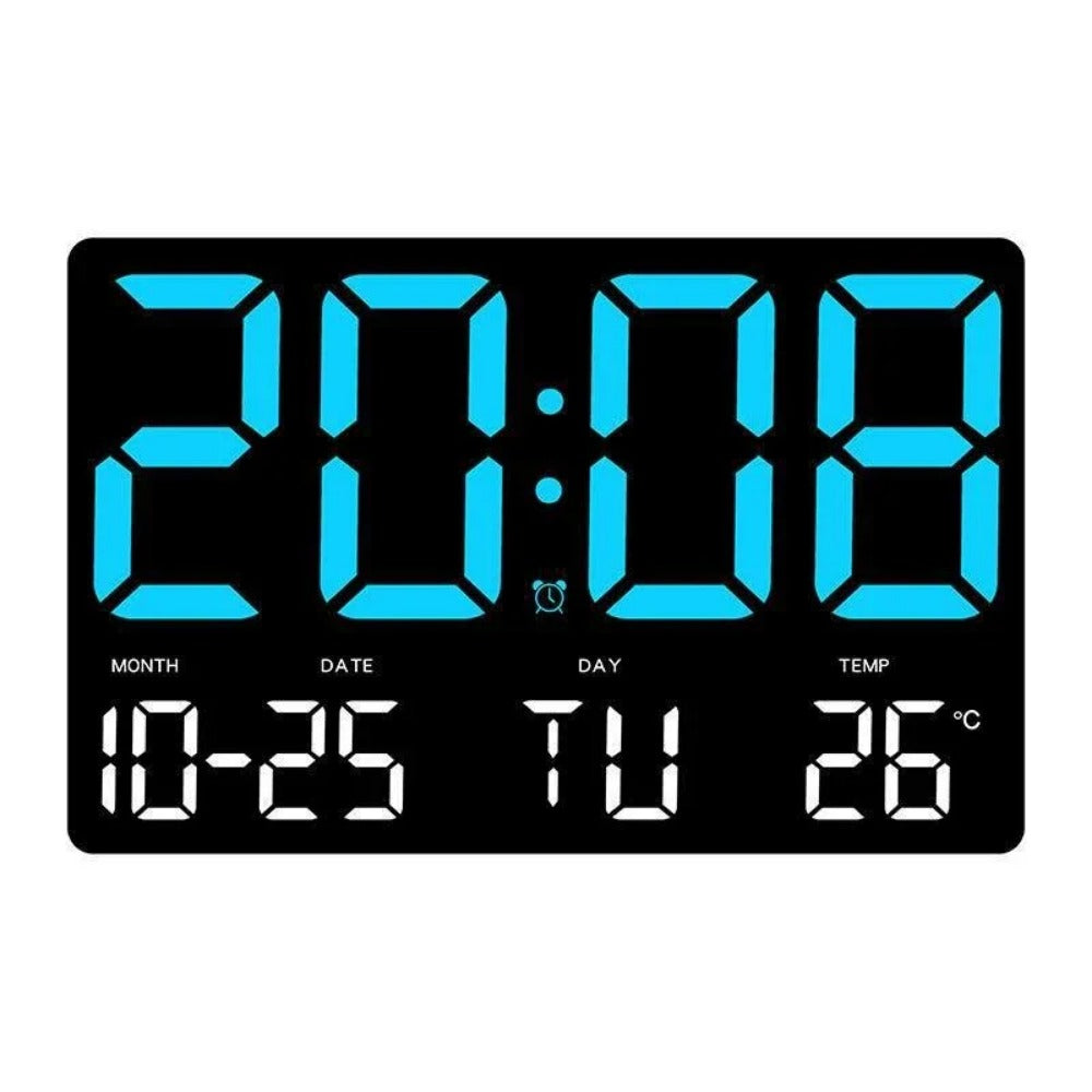 Large Digital LED Wall Clock: Remote Control, Adjustable Brightness, Temperature, Date, Week, 12/24H - Home/Office/Classroom