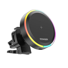 RGB Magnetic Car Phone Holder & 15W Wireless Charger for iPhone 14/13 Pro Max, Samsung