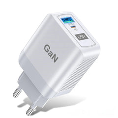 65W GaN Dual USB PD Charger, Fast Charging Adapter for Xiaomi, iPhone, Samsung