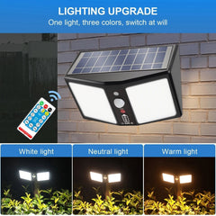 360LED Solar Light Wall Lamps 12000mAh 6 Modes Motion Sensor IP65 Waterproof Outdoor Yard Garden Street Induction Night Light