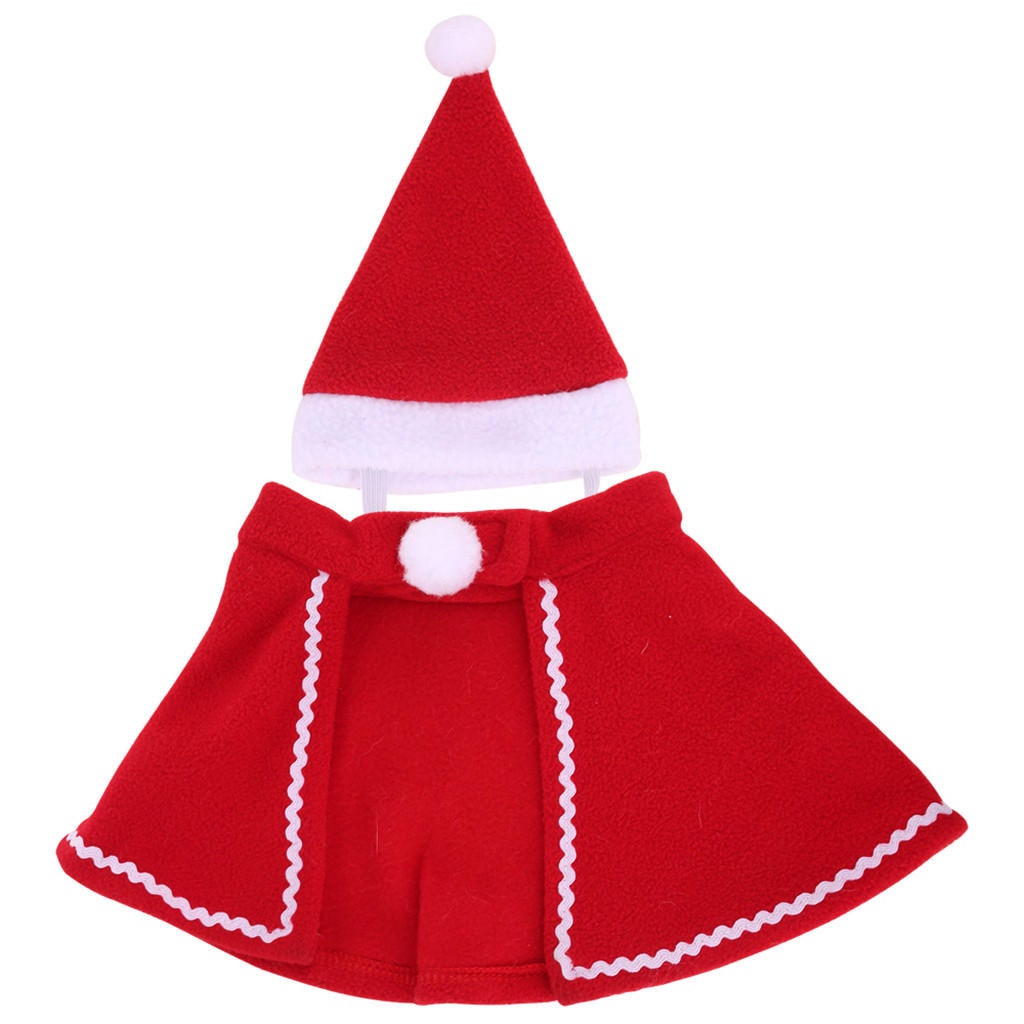 Pet Christmas Dress Pet Dog Cat Winter Warm Hat Cloak Costume Set Clothing Christmas Decorations For Home Santa Claus Pet Vest