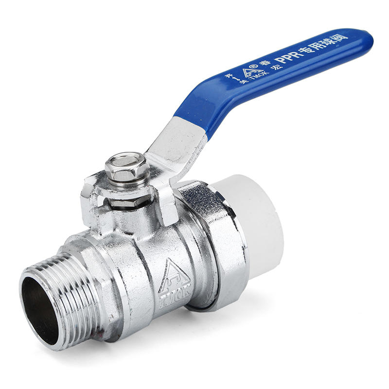 1/2" 3/4" External Wire Manual PPR Brass Ball Valve Nickel Handle PPR Male Thread Valves