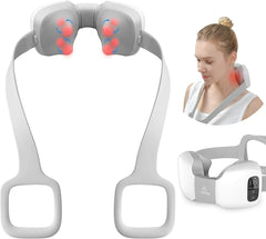 4 Modes Comfier Heat Shiatsu Neck Massager Cordless for Pain Relief LCD Display Portable Neck Massage Gifts Electric Neck Back Massager for Office Home