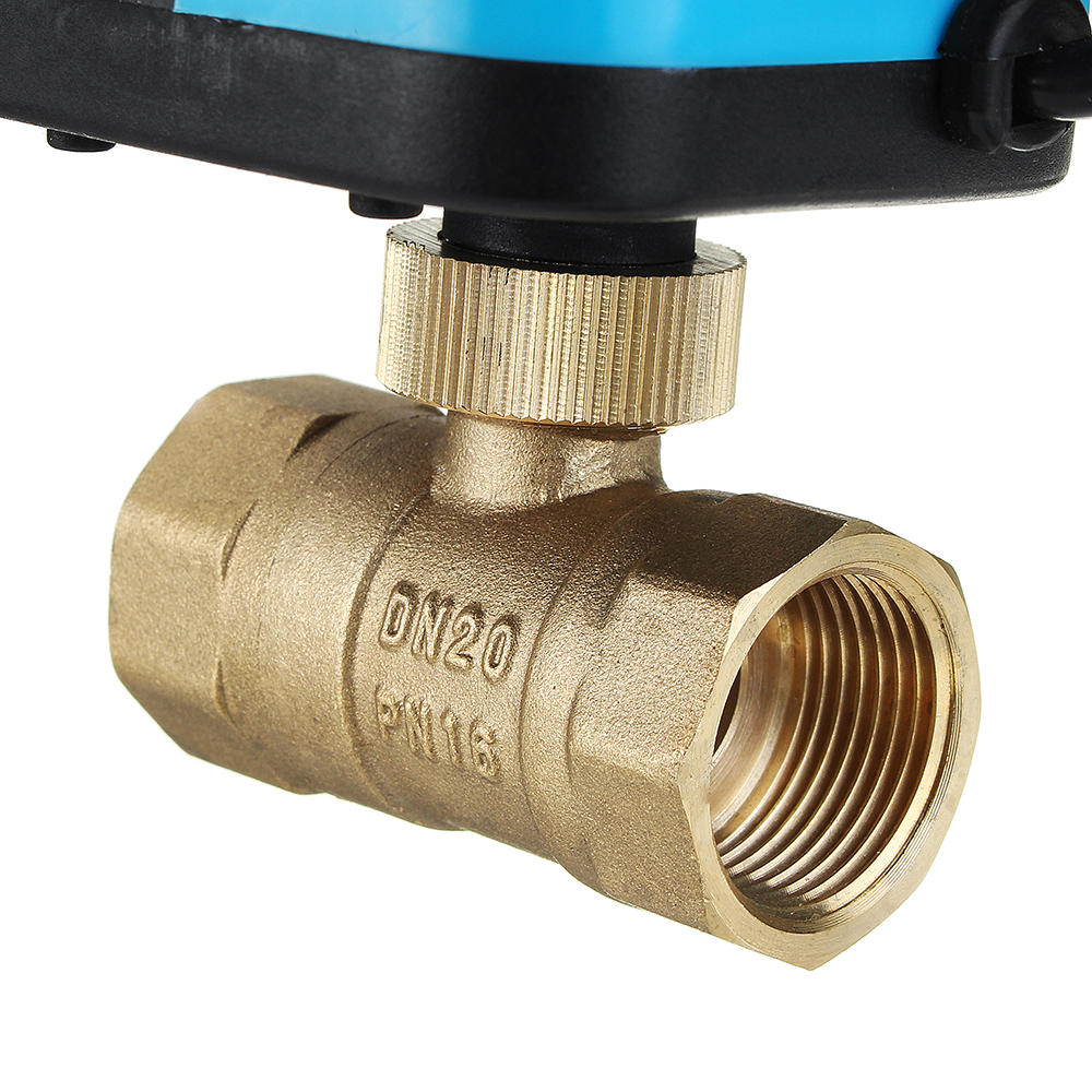 1/2" 3/4" 1" 1-1/4" Blue Shell Motorized Electric Brass Ball Valve 3 Wire AC 220V Full Port