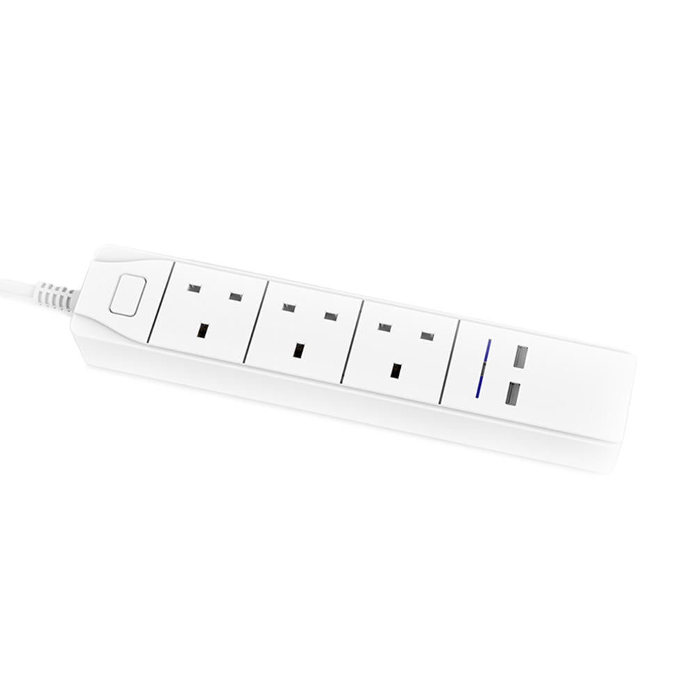 Smart WIFI APP Control Power Strip with 3 UK Outlets Plug 2 USB Fast Charging Socket App Control Work Power Outlet