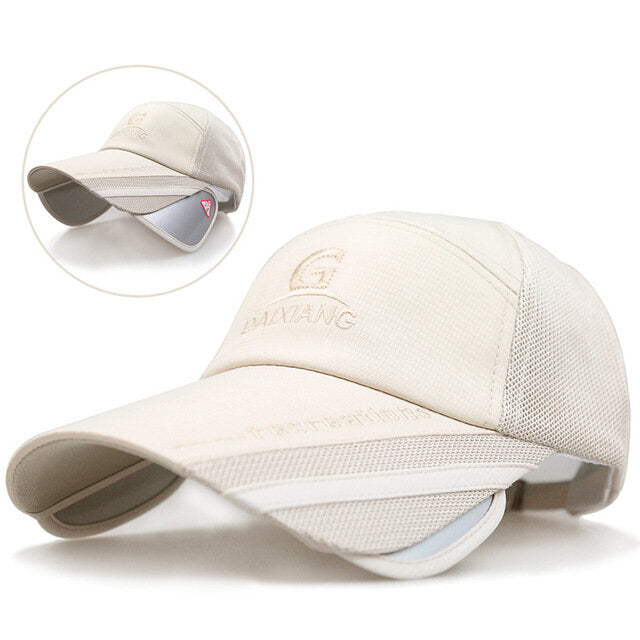 Summer Mesh Breathable Brim Retractable Hats Casual Baseball Cap Man Women Sunscreen Fishing Outdoor Sport Cap Fish hat