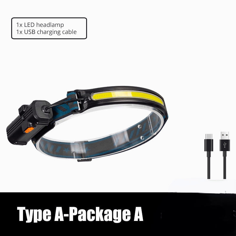 IR Sensor LED Headlamp Powerful XPG+COB Headlight 2000mAh 18650 USB Head Lamp Portable Floodlight Flashlight Waterproof Lantern