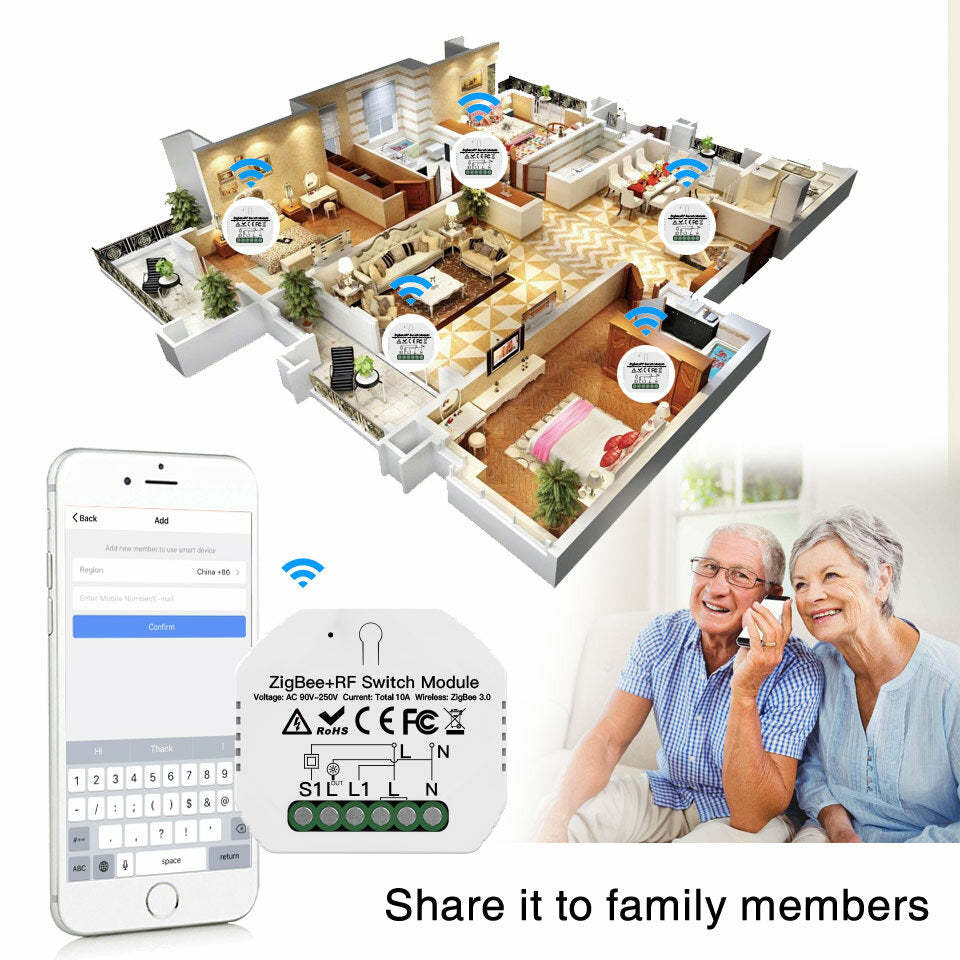 Smart Light Switch +RF Switch Module SmartThings Required APP Remote Control Work with Alexa Google Home for Voice Control