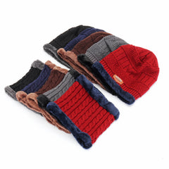 Outdoor Sports Bike Hat Winter Warm Knitted Baggy Beanie Cap Scarf Set