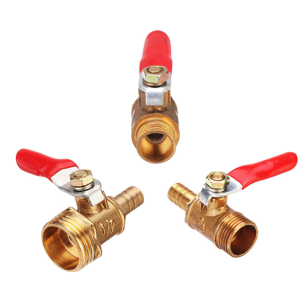 8mm Hose Barb to BSP Male Thread 1/2" 3/8" 1/2" Brass Inline Ball Valve Pipe Hose Coupler Adapter