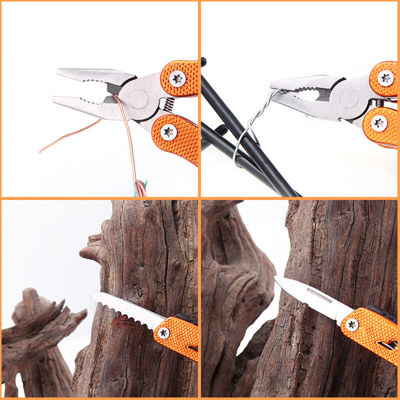 6 in 1 EDC Multitools Survival Tool Kit Portable Plier Flashlight Folding Hand Knife For Outdoor Survival Camping
